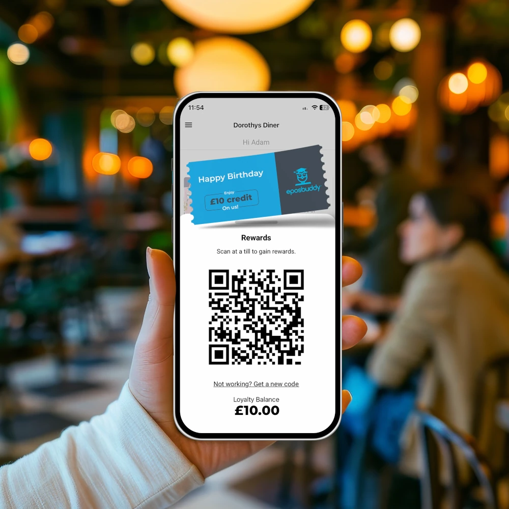 A QR code on a mobile phone